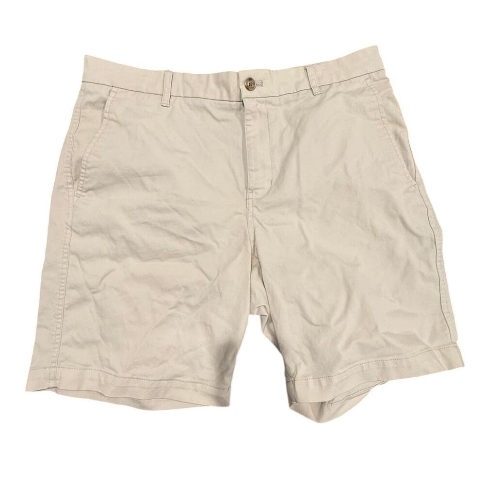Chaps Men's Size 36 Stretch Chino Shorts Flat Front Khaki Beige Casual Golf